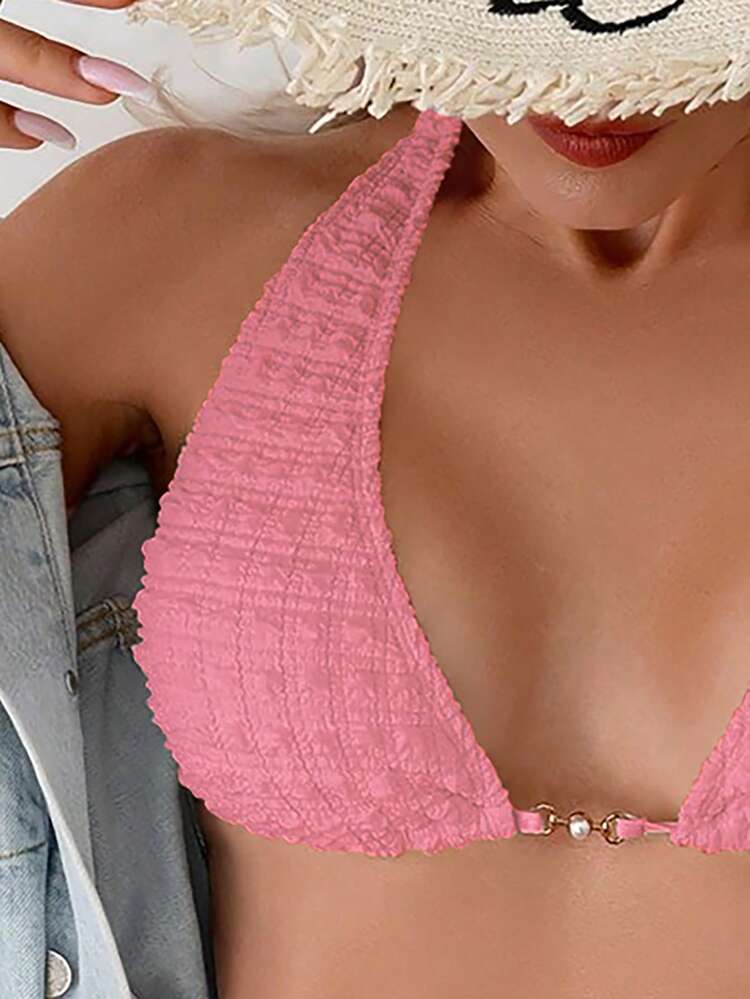 Women Fashionable Solid Color Bikini Set Summer