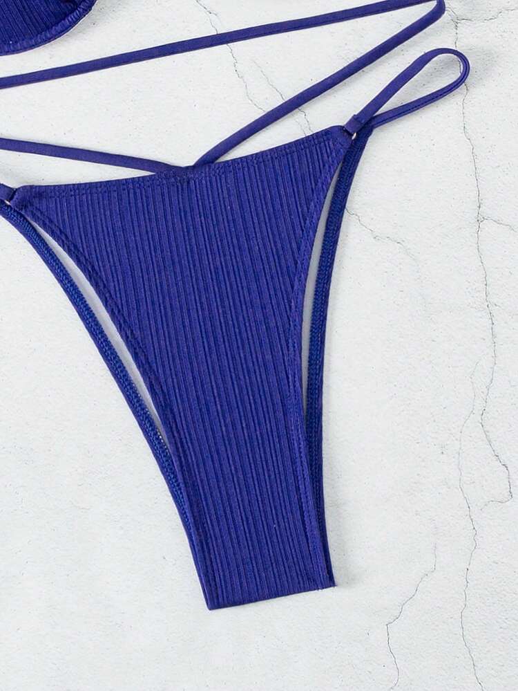 Summer Women Solid Color Bikini Set For Beach Vacation