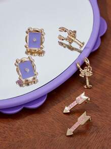 FRIENDS X SHEIN 3pairs/Set Stud Earring Set - Multicolor - View 3