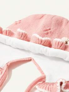 SHEIN 1入組可愛花造型針織帽適用於 - 粉色 - 查看 3