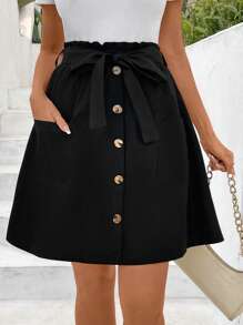 EMERY ROSE 女士時尚裝飾鈕扣裙 - 黑色 - 查看 3