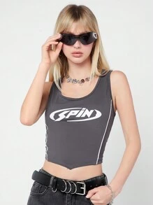SHEIN EZwear Top de tanque sin mangas simple con estampado de color bloque para mujer del estilo callejero de verano de 2024