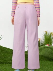 SHEINNeu Women's Y2k Style Fruit Print Straight-Leg Pants - Pink - View 2