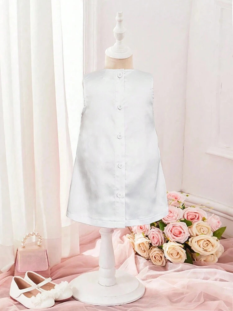 Summer Baby Girl Fashionable Color Block Splice Bowknot Decor Sleeveless Dress