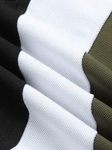 Manfinity Mode Men Summer Color Block Short Sleeve Casual Polo Formal Shirt Button Up Army Green Work Polo Shirt For Husband - Army Green - View 8