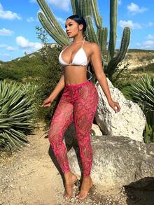 SHEIN SXY Quần legging in họa tiết Paisley lưng thun phong cách nghỉ dưỡng - Nhiều màu - Xem 4