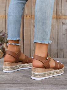 2024 New Fashion Women Wedge Heel Thick Sole Sandals For Casual Beach Vacation