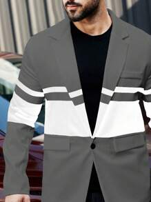 Manfinity Mode Men Casual Suit With Single Breasted Button And Color Block Design - Multicolor - View 5