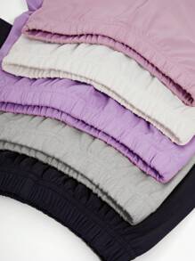 Young Girl Plain Multi-Color 5 Pieces Set Tight Shorts Leggings - Multicolor - View 6