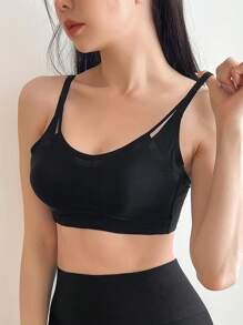 DAZY Simple Gathered Padded Push-Up Bra With 2 In 1 Design For Large Busts To Look Smaller - Black - View 4