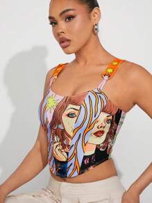 Hauture Figure Graphic Cami Top - Multicolor - View 5