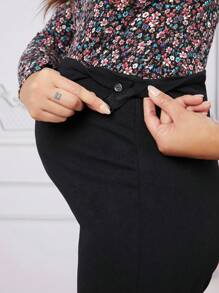 SHEIN 孕婦裝高腰直腿褲子 - 黑色 - 查看 6