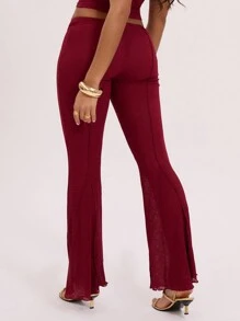 MUSERA Textured Sheer Seam Fit Flare Trousers Boho Spring Summer Cute Vacation