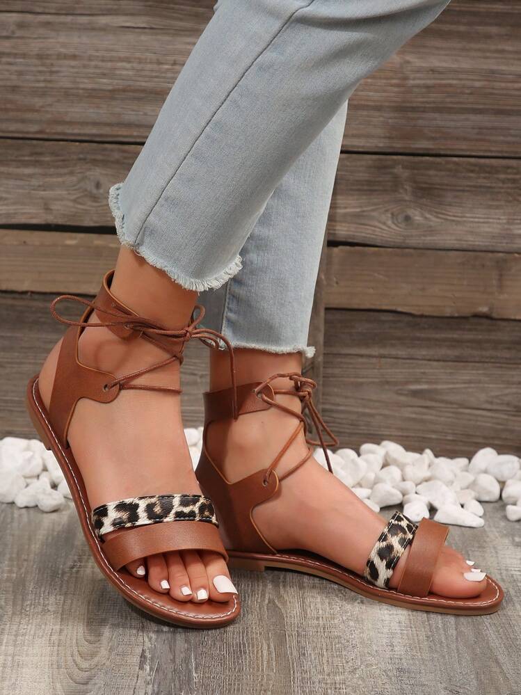 Leopard print gladiator sandals store