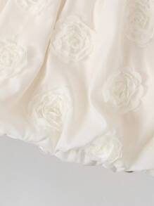 Young Girls' Dress With Floral Appliques And Patchwork Design - Apricot - View 6