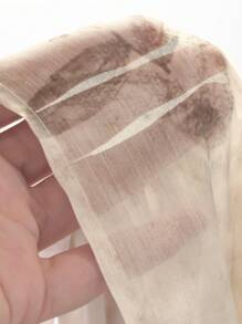 DAZY Vintage Lantern Sleeve Short Crop Top Shirt With Printed Pattern - Khaki - View 7