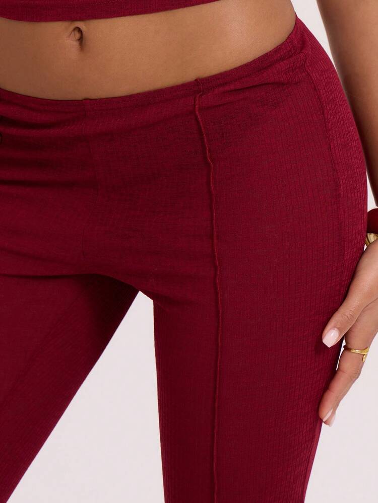 Textured Sheer Seam Fit Flare Trousers Boho Summer Cute Vacation Chic Elegant Holiday Casual