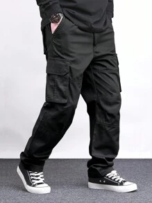 Manfinity Homme Men Pants For Daily Wear With Pocket Design, For Fall - Black - View 5