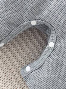 SHEIN Baby Boy Summer Casual Short Sleeve Dinosaur Pattern 2 In 1 Turn-Down Collar Romper - Grey - View 6