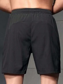 Men's Sports Running Shorts Fitness Elastic Shorts Spring Woven Training Shorts - Black - View 2