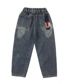 Tween Boys' Patched Slant Pocket Washed Tapered Jeans