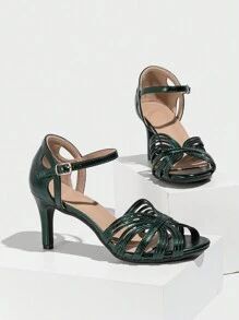 Fashionable & Comfortable Women's Hollow Out Peep Toe Ankle Strap Stiletto High Heel Sandals
