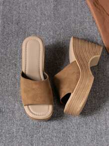 Women's Brown Wedge Heel Thick-Soled Platform Sandals