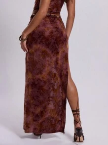 MUSERA Devore Wrap Extreme Split Maxi Skirt Ibiza Fits Summer Boho Holiday Vacation Chic Elegant - 彩色 - 查看 2