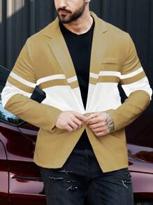 Manfinity Mode Men Color Block Fashionable Daily Work Suit Jacket - Multicolor - View 4