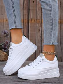 秋冬时尚百搭厚底软底女士运动鞋，可增高，无鞋带，女士运动鞋