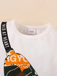 Pelele de una sola pieza para bebés niños con estampado en forma de bolso y cuello redondo