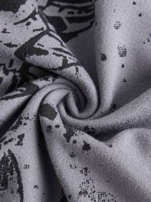 ROMWE Grunge Punk Skull Print Crop Tee, School - Grey - View 3