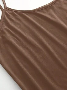 Calvaya Kích thước lớn NỮ Mùa hè Màu thuần Giải trí Váy Dây - màu nâu - Xem 6