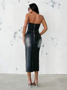 RueChic DARK GREY DRESS DENIM - Grey - View 2