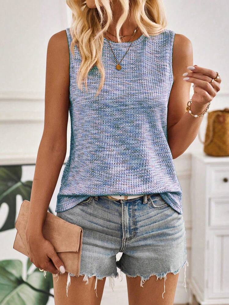 Ladies Casual Tie Dye Round Neck Tank Top For Summer