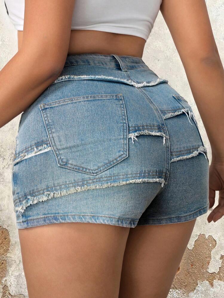 Women Simple Daily Plus Size Denim Shorts