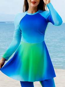 Swim Mulvari 女士夏季海灘漂染長袖Burkini套裝 - 彩色 - 查看 5