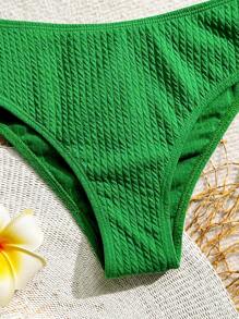 SHEIN Swim Women Summer Beach Solid Simple Style Swimwear Bikini Bottom - Green - View 4