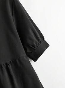 SHEIN LUNE 纯色荷叶边下摆娃娃装衬衫荷叶边上衣