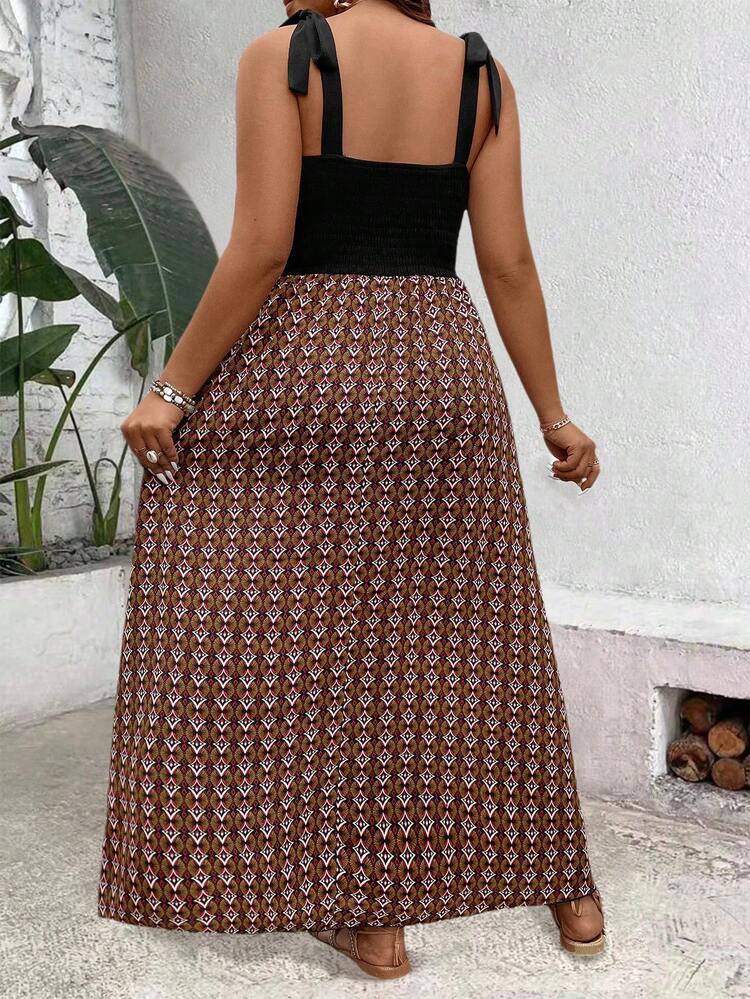 Women's Plus Size Geometric Pattern Printed Cami Dress