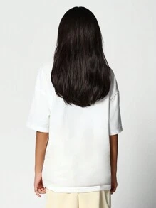 SUMWON Tween Girl Regular Fit Essential Elbow Sleeve Tee - White - View 2