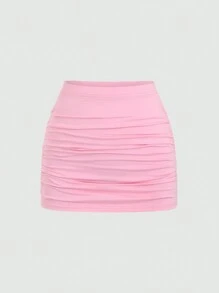 EgrlEra Women's Black Y2K Sexy Sequins 2pcs Deep V-Neck Tie Front Camisole & Mini Skirt Set. Suitable For New Year's Eve Parties, Valentine's Date Nights And Any Party Occasions. Cute And Flattering. - Pink - View 4