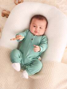 Cozy Pixies Newborn Baby Boy 2pcs Half Button Rib Knit Jumpsuit - Multicolor - View 6