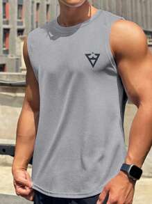 Manfinity Sport Corelite Boyfriend Style Men Stylish Triangle Print Sleeveless Sport Tank Top Workout Tops Basketball Jersey Boyfriend Style Men I Love My Boyfriend Graphic Boyfriend Style Men T Shirt Boyfriend Style Men Joggers, Sport, Graphic, Plain, Wife Beaters - Grey - View 1