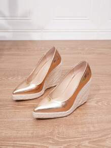 Ladies' Pointed Toe Espadrille Thick Platform Fashion Wedges Suitable For Outdoor Parties