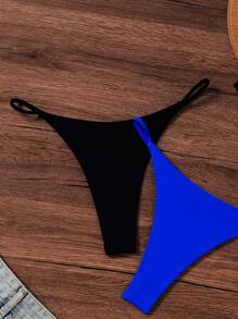 SHEIN Swim 女性夏季海灘純色簡約丁字褲