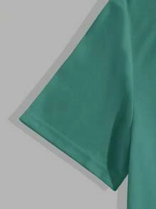 Manfinity VCAY Men Summer Round Neck Solid Color Knitted Casual Short Sleeve T-Shirt - Green - View 6