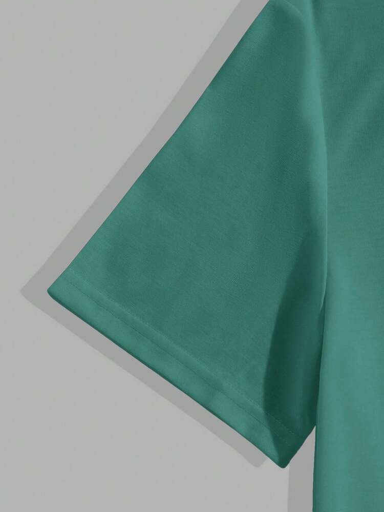 Men Summer Round Neck Solid Color Knitted Casual Short Sleeve T-Shirt
