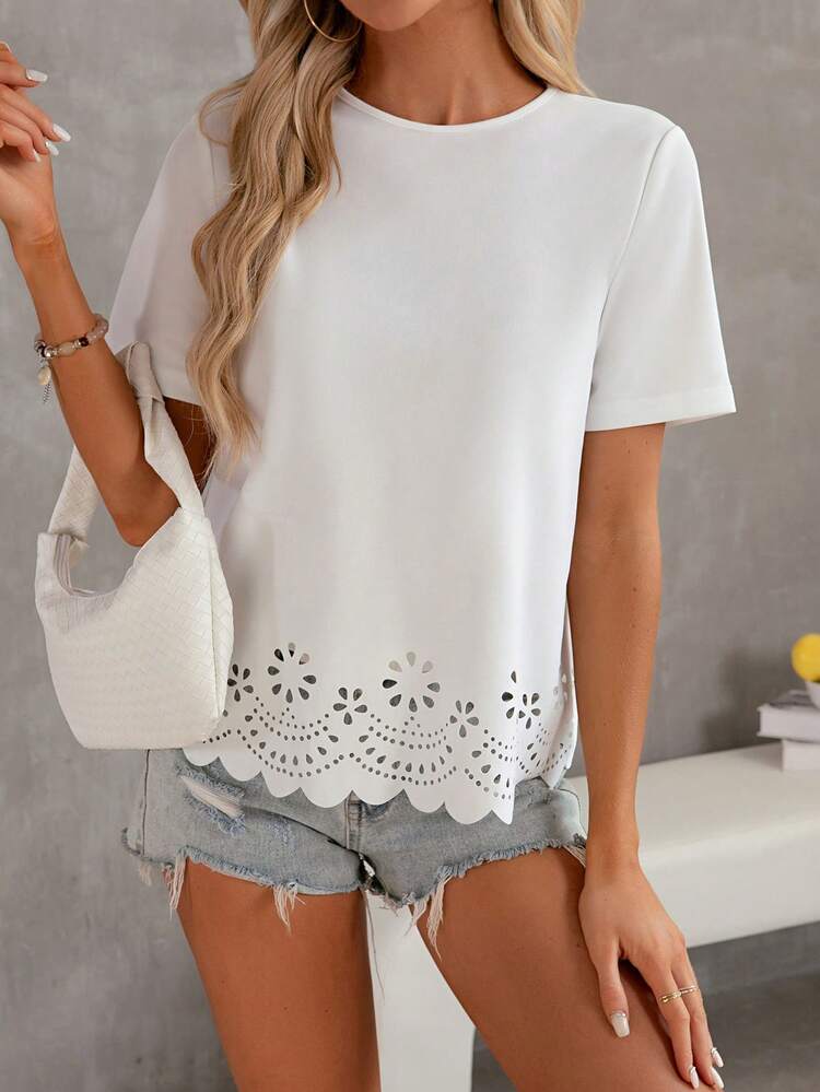 BOHO Summer Leisure Vacation Burning Flower Print T-Shirt With Asymmetrical Hemline