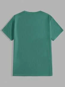 Manfinity VCAY Men Summer Round Neck Solid Color Knitted Casual Short Sleeve T-Shirt - Green - View 4